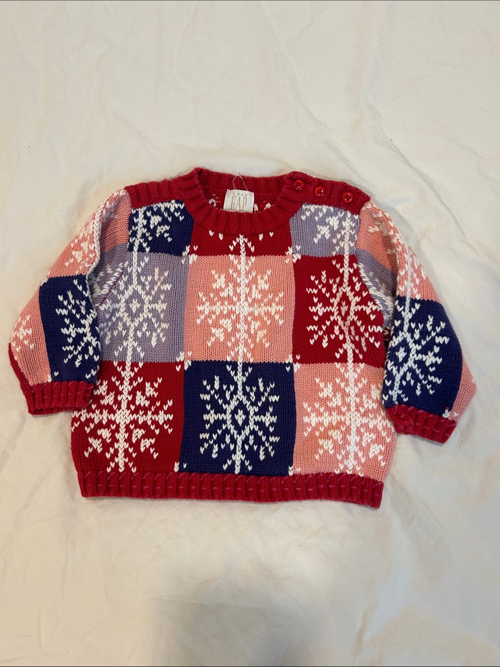 Vintage Baby Gap cotton snowflake sweater size 18-24mo